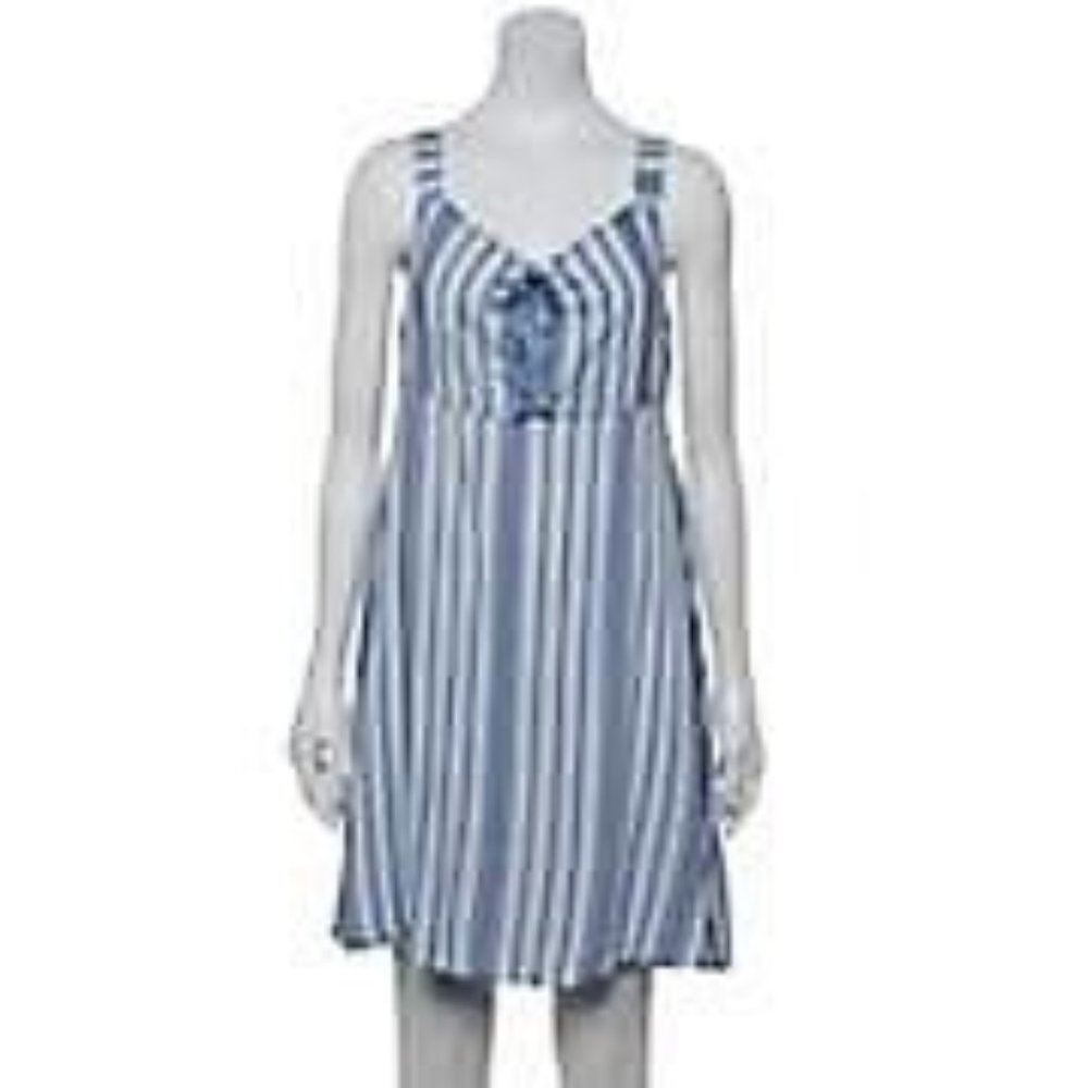 SO Blue and White Striped Sleeveless Sundress L